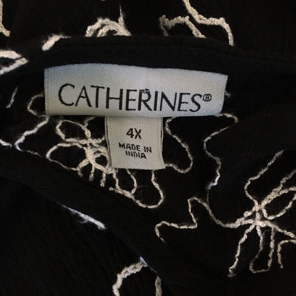 Catherines Women's Tunic Blouse Plus 4X Floral Embroidered Bell Sleeve Rayon - Picture 3 of 9